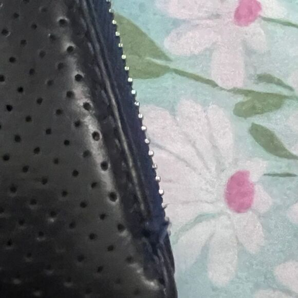 Michael Kors Perforated Zip Around Leather Wallet - Black and Blue - Picture 5 of 11